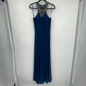 Aspeed Women's Hand beaded Evening Gown Royal Blue Polyester Formal Dress Small